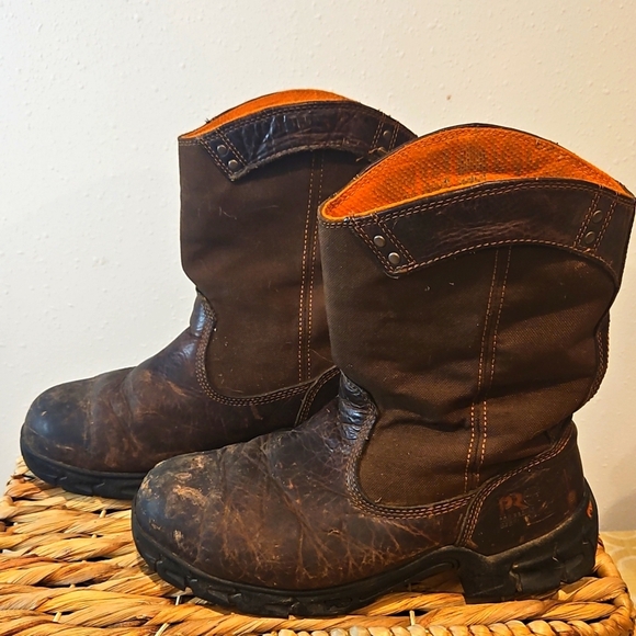 Timberland Pro Series Steel Toe Slip Resistant Leather Vboots Mens sz. 9.5 W - Picture 1 of 13